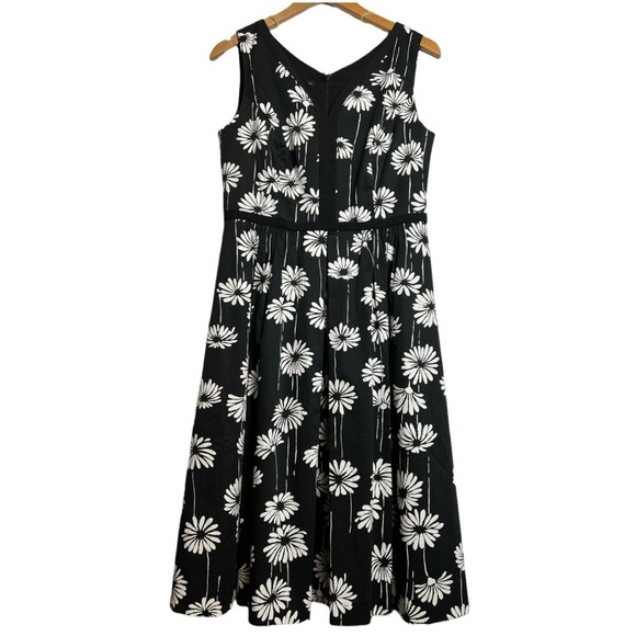 Talbots Daisies Dress Black With White Daisies Size 6 - Picture 3 of 9